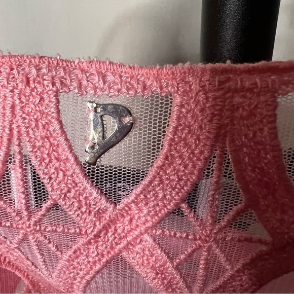 Dondup Camica Prunella Embroidered Mesh Pink Crop Top 44 - Picture 6 of 10